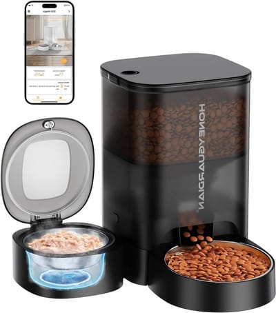 Dailygoods - HoneyGuaridan Automatische Kattenvoerbak Natvoer met App Controle, Kattenvoerdispenser met Timer, Natvoerbak met Koeling, 2.4G WiFi Voederbak Huisdieren Gekoeld met 3 ijspakken voor voedsel versheid