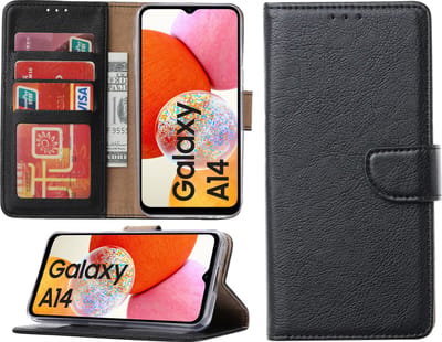 Samsung Galaxy A14 hoesje - Bookcase met pasjeshouder - Zwart