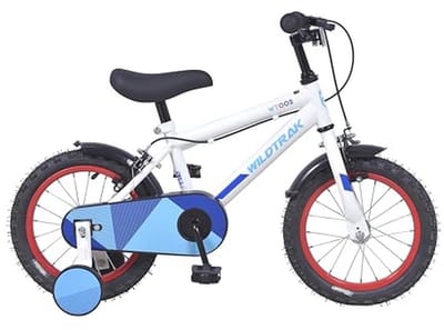 14 inch kinderfiets voor 3 tot 5 jaar met zijwielen - wit/blauw