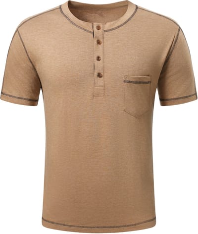 YOUTHUP Heren Casual Tweekleurig Kort T-Shirt - Knoopsluiting - S
