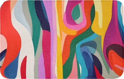 Badmat 80x50 cm - Antislip - Abstract - Kleurrijk - Golven - Lijnen - Badmatten voor badkamer - Badkamermat - Douchemat - Badkamer mat