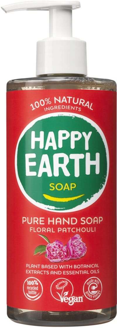 Happy Earth Handzeep Floral Patchouli - 100% Natuurlijke Ingrediënten – Antibacterieel – Plantaardige Formule - 0% SLS/SLES of parabenen – Heerlijke Geur – 300 ml