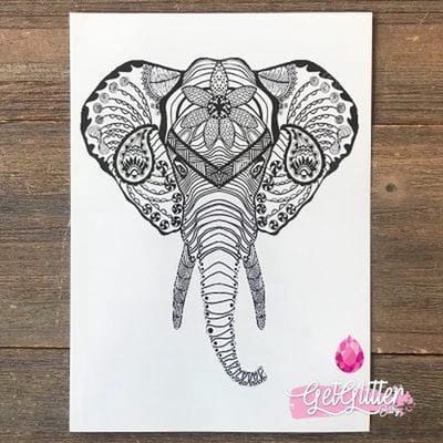 GetGlitterBaby® - Tijdelijke Tattoos / Tijdelijke Henna Festival Plak Tattoes / Nep Tatoeage voor Volwassenen / Fake Temporary Tattoo Sticker - Mandala Olifant