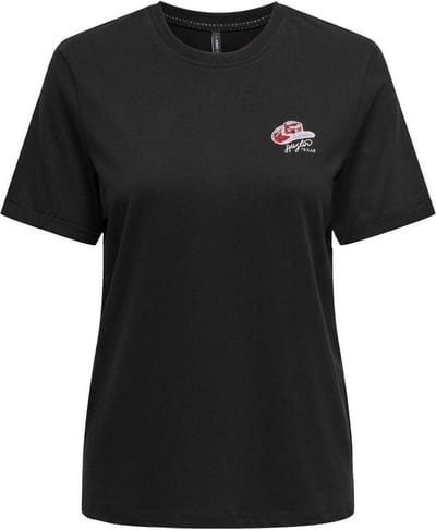 Only T-shirt Onlwest Life Ss Tee Cs Jrs 15320350 Black/emb Hat Dames Maat - XL