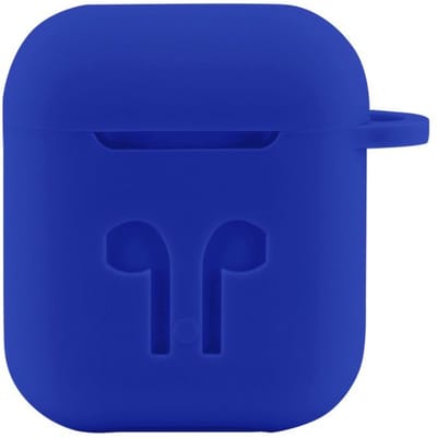 Case cover - Apple Airpods - blauw siliconen - met musketon haakje
