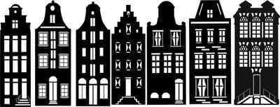 Grachten pandjes - amsterdamse huisjes - kerst - raam decoratie - statische raamfolie - herbruikbaar