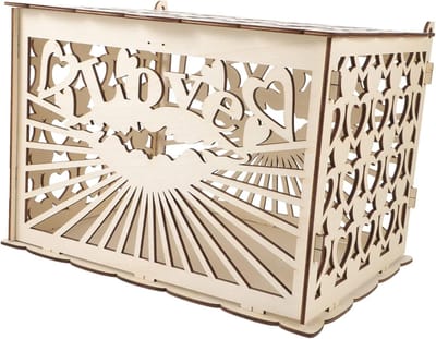 Houten Geldbox - Bruiloft Spaarpot - Feest Decoratie - Met Beveiligd Slot - 23.5 x 23.5 x 22cm - Khaki