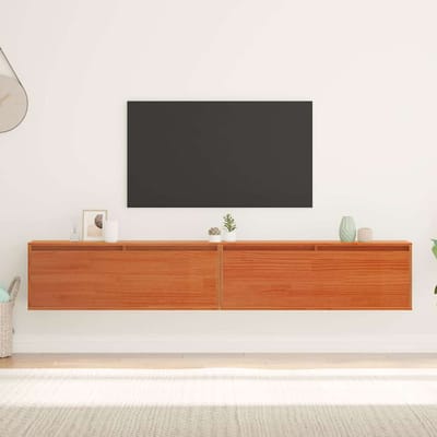 vidaXL - Wandkast - met - plank - Wandgemonteerd - Wasbruin - Massief - grenenhout