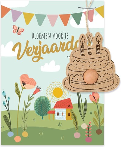Blossombs Verjaardagskaart met Zaadbom - Bloemen voor je verjaardag - Hanger met Bloembommetje