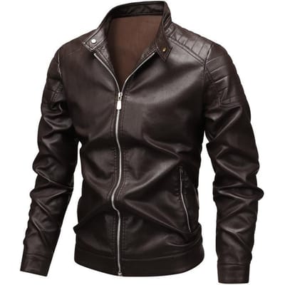 Grote Maten Modieuze Jas Met Opstaande Kraag Casual Lente en Herfst Nieuwe Rits Slim Fit Heren Biker Leren Jas 5XL black