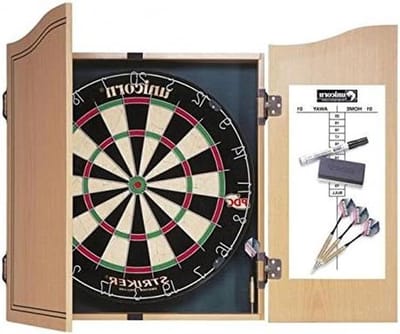 Dartkast - Dartcentrum - Gezellig thuis spelen - Inclusief accessoires - 48 x 48 cm - Houtkleur