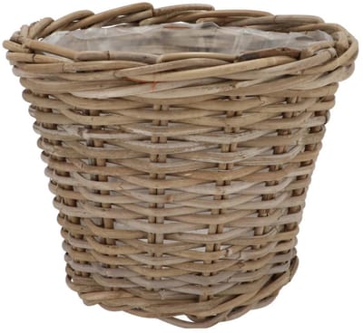 DK Design Plantenmand/aardappelmand tafelmodel - Ivy - met handvatten - rotan - B25 x H22 cm - binnen/buiten