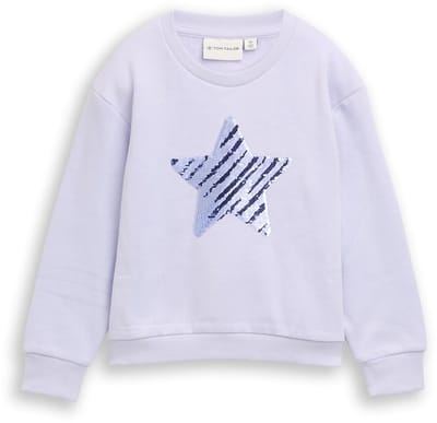 Tom Tailor - Cropped sweatshirt met omkeerbare pailletten - Maat 92/98 - light lavender