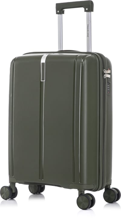 TRAVELERZ - Valencia - Handbagage - 42L - 56x40x22cm - Polypropyleen - Harde schaal - Cijferslot - Lichtgewicht - Flexibel - Duurzaam - Dubbele wielen - Spinner wielen - Legergroen - Groen