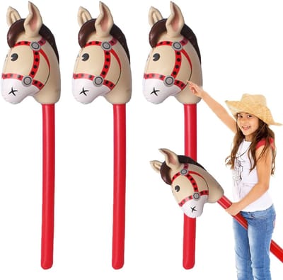 Dailygoods- Opblaasbaar Staafpaard - 3 Stuks - Feestbenodigdheden - Themafeest - Carnaval - Verjaardagsfeestdecoraties - Hoogwaardig PVC - Opblaasbare Feestartikelen