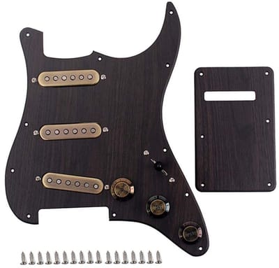 Allecto - voorbedrade pickguard - gitaarvervangingsonderdelen - houtnerf - Alnico V pickups - ideaal voor gitaarliefhebbers - geschikt voor Str...