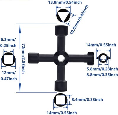 Multifunctionele Radiator Sleutel - 4-Way Utility Tool voor Onderhoud van Apparatuur en Kasten