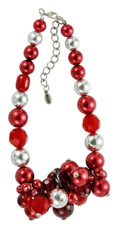 Behave - Kralen ketting in rood en zilver kleur voor een trendy look