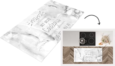 Keukenloper - Loper keuken - Spreuken - Quotes Mama Je Hebt Mij Al - Moederdag cadeautje - Mama - zwart wit - 120x60 cm - Keukenloper vinyl