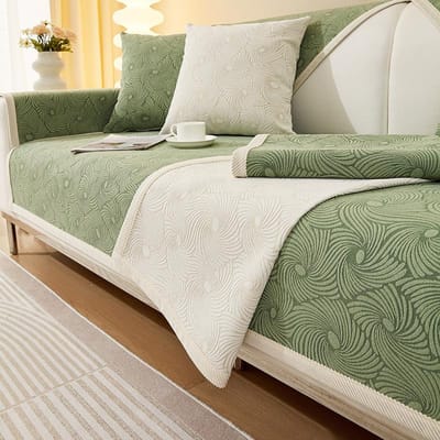 Coussin de Canapé Simple Nordique Cuir ,Housse de Canapé Universelle Antidérapante Pour Toutes Saisons ,Coussin d'Assise Haut de Gamme en Chenille ,Serviette de Dossier et Tissu de Couverture 70*70cm white