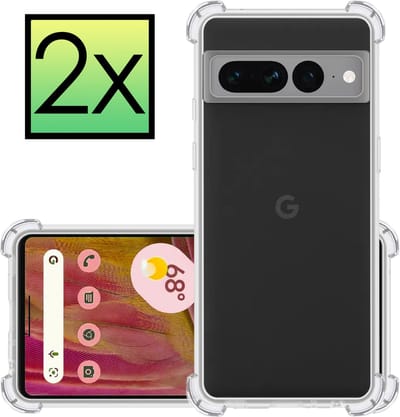 Hoesje - 2 Stuks - Geschikt voor Google Pixel 7 Pro - Sterk & Shockproof - Siliconen Case - Back Cover - Telefoon Hoes Shock Proof - Transparant