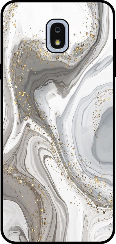 Smartphonica Telefoonhoesje Geschikt voor Samsung Galaxy J7 2018 met marmer opdruk - TPU backcover case marble design - Zilver geschikt voor Samsung Galaxy J7 2018