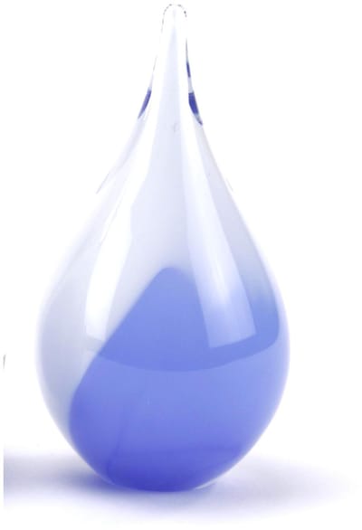 Urnencenter© Druppel Mini Urn Kristalglas – Blauw/Wit Opaak - 50ml