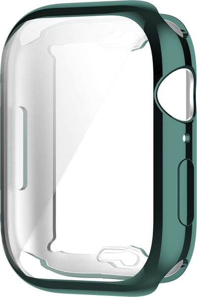By Qubix - Siliconen case (volledig beschermd) 45mm - Groen - Geschikt voor Apple watch 45mm hoesje - screenprotector - Bescherming iWatch - Bescherm hoesje