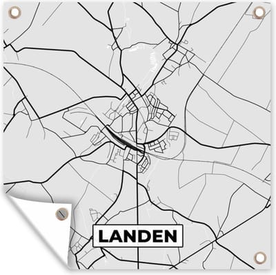 Tuin poster Stadskaart – Zwart Wit - Kaart – Landen – België – Plattegrond - 200x200 cm - Tuindoek