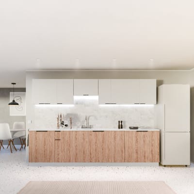 Blumfeldt Keukenkast met werkblad - Robuust 30 mm MDF-werkblad, Melaminegecoat, Naadloze vaatwasser-integratie, Duurzaam, Wit-eiken finish