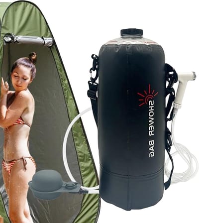 Camping Douche Zak - Draagbare Douche - Buiten Douchen - Zonne Verwarming - 12 Liter - Zwart