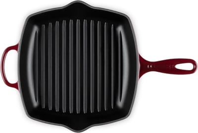 Le Creuset Grillpan Signature - Garnet - 26 x 26 cm - Geëmailleerde Anti-aanbaklaag - Duurzaam, Vaatwasserbestendig en Perfect voor Gezond Grillen en Bakken