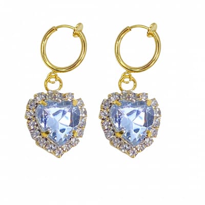 Klem oorbellen- Goudkleurig- Hart- Strass- geen gaatje- Charme Bijoux