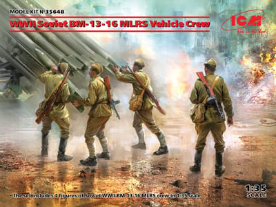 ICM Modelbouwpakket Militaire voertuigen - 35648 WWII Soviet BM-13-16 MLRS Vehicle Crew Plastic - 1:35 - Modelbouw