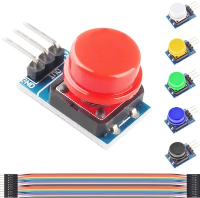 Momentary Tactile Push Button Module 6 Stuks 12 x 12 mm - Groot Drukknop Systeem met Dupont-kabel voor Raspberry Pi