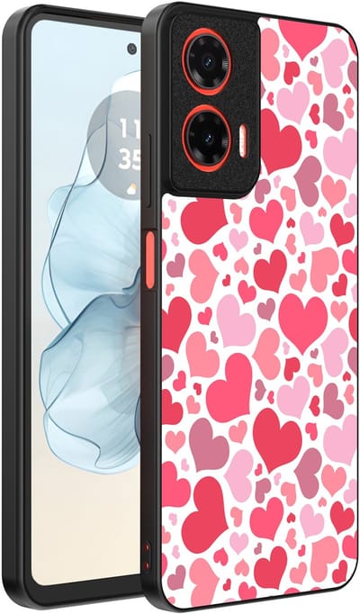 Smartphonica Telefoonhoesje Geschikt voor Motorola Moto G04 - G24 - G24 Power - E14 met Hartjes Print - Hearts Design TPU Backcover Case - Kinder Hoesje met Hartjes Design