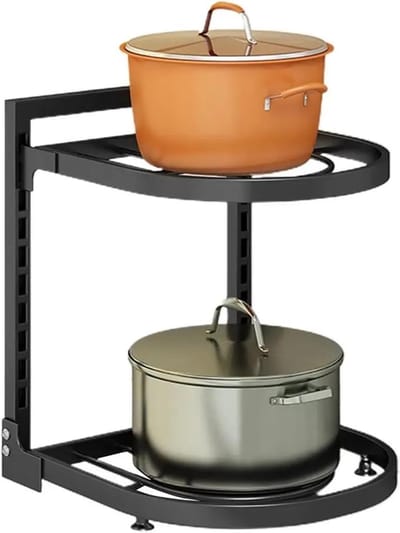 Pottenrek Keuken - Opbergrek Pannen - Keuken Ordenen - Verstelbare Hoogte - 25.5 x 24 cm - Zwart