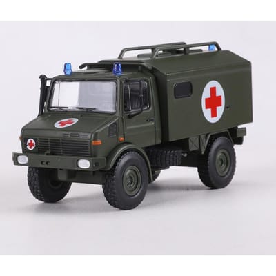 Masdi 1:64 Unimog U1300L Ambulance/Vrachtwagen/Waterredding Ambulance/Burgerlijke Ambulance Legering Modelauto