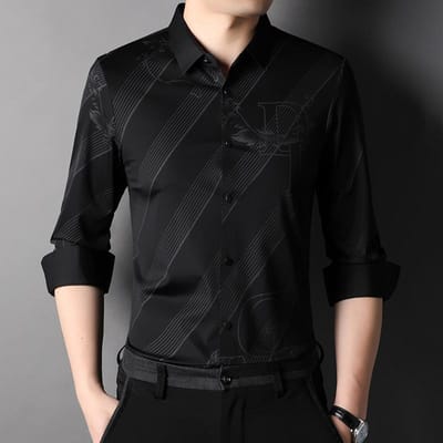 Shirt met lange mouwen Ijszijde Dun Vest Lente en Herfst Nieuwe Stijl Casual Shirt voor Jonge en Middelbare Mensen XXXL black