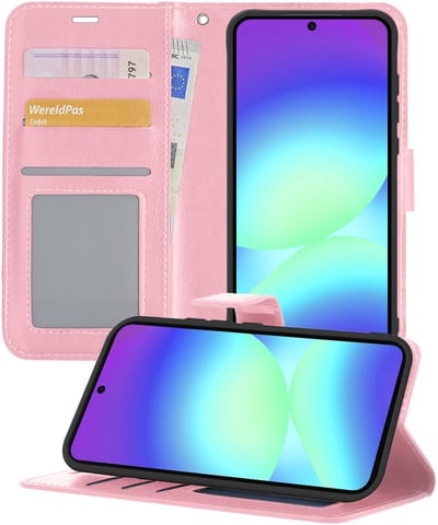 Hoesje - Geschikt voor Samsung Galaxy A56 - Luxe Bookcase - Walletcase Hoes - Portemonnee - Cover - Telefoonhoes - Lichtroze