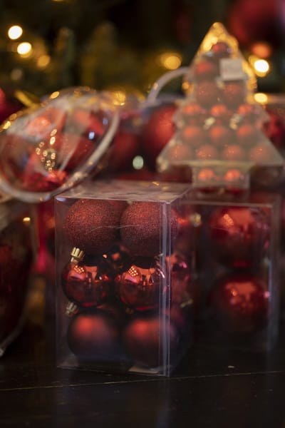 Cosy @ Home Kerstballen - Donkerrood - Kunststof - Ø6cm ( Set van 12 )