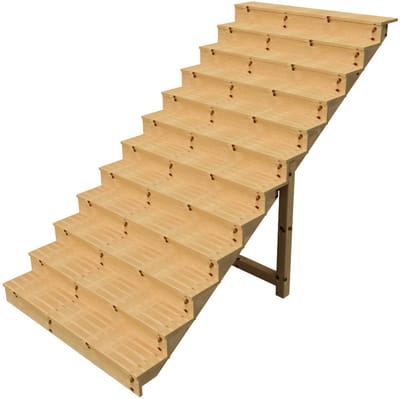 BERLIN Houten Buitentrap - 12 Gesloten Treden 207 cm Hoog - 160 cm Breed