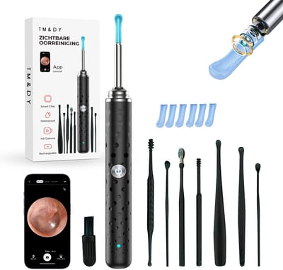 TM&DY Oorsmeer Verwijderaar Met Camera App - Draadloos - Met Licht - Oplaadbaar - Incl. Reinigingsset - Oorreiniger Oorsmeer - Ultra HD Camera - Oor schoonmaakset - Ear Cleaner -