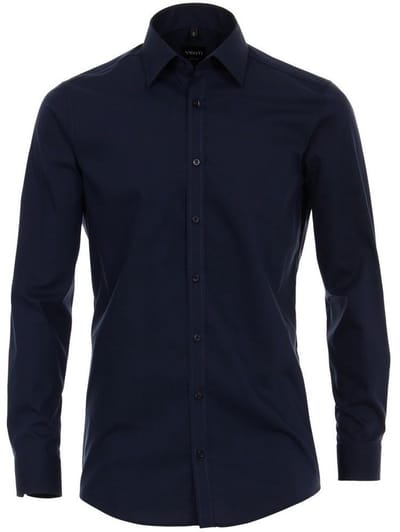 Venti - Heren Overhemd - Poplin - Strijkvrij - Slimfit - Navy