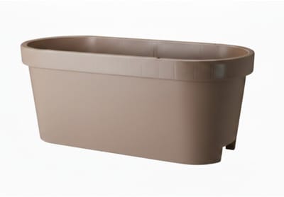 Pro Garden Balkon plantenpot/bloempot - taupe - 60 x 25 cm - ovaal - kunststof - Reling/schutting/hangende bloempotten