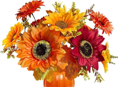 SnelShoppen - 2 Bundels Kunstbloemen Herfst Zonnebloemen, Realistische Zijden Bloemen, Fake Zonnebloem Planten voor Slaapkamer, Woonkamer, Tafel Decor