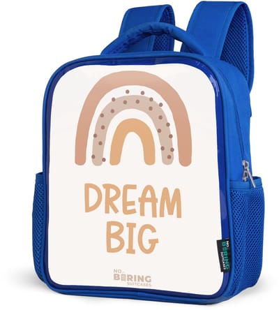 NoBoringSuitcases.com® - Rugzak blauw - Schooltas jongens - Regenboog met de quote 'Dream Big' - Kinder rugtas jongen - Boekentas kind - Kinderrugzak voor school - Schoolrugzak