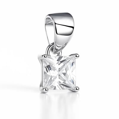 Zilveren prinses geslepen zirkonia hanger - 5mm - echt zilver