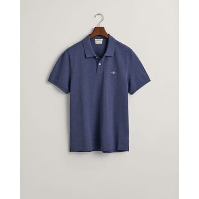 Gant Polo Fine Shield Short Sleeve Piqué Uni Dark Jeansblue Melange / male