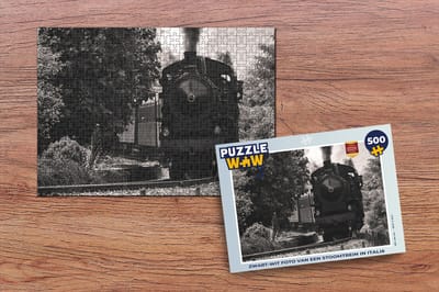 Puzzel Zwart-wit foto van een stoomtrein in Italië - Legpuzzel - Puzzel 500 stukjes